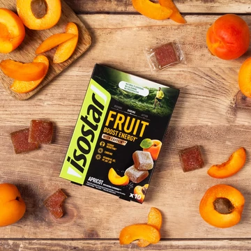 Isostar 10x10gr High Energy Fruit Boost / Energia gyümölcszselé Sárgabarack