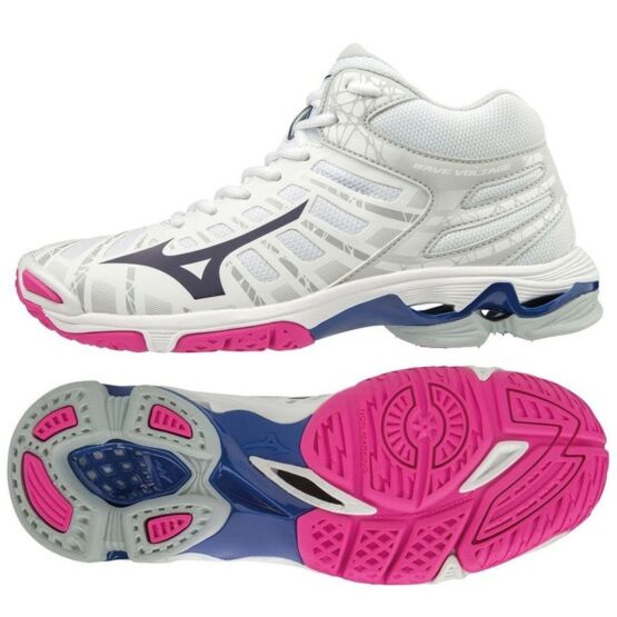 Mizuno Wave Voltage MID röplabdás cipő, fehér, kék, pink