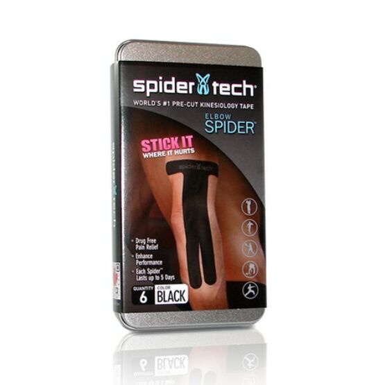 Spider tech tape kinezólógiai tapasz könyök 6 db fekete