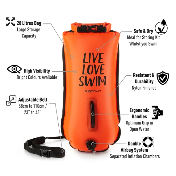 Finis biztonsági úszó bója, 28l, narancs, LLS, Dry Bag Bouy