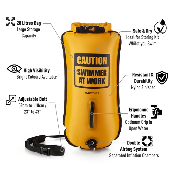Finis biztonsági úszó bója, 28l, sárga, CSW, Dry Bag Bouy