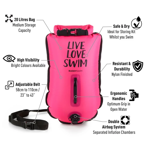 Finis biztonsági úszó bója, 20l, pink, CSW, Dry Bag Bouy