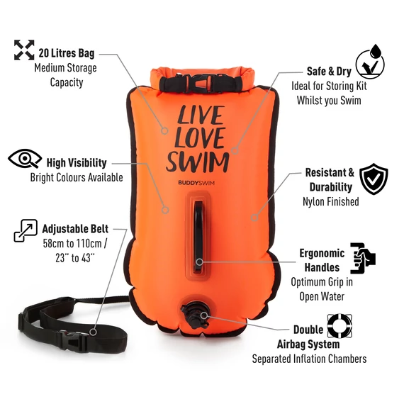 Finis biztonsági úszó bója, 20l, narancs, LLS, Dry Bag Bouy