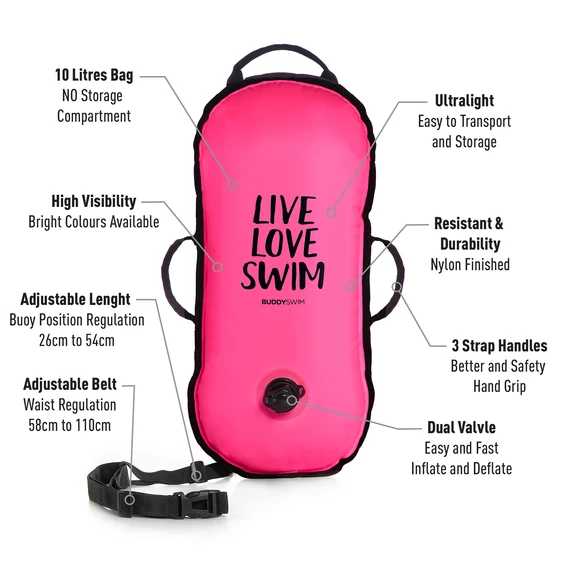 Finis biztonsági úszó bója, 10l, pink, LLS, szuper könnyű, Ultralight Swim Bouy