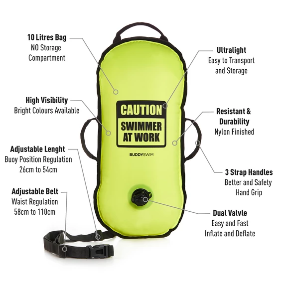 Finis biztonsági úszó bója, 10l, sárga, LLS, szuper könnyű, Ultralight Swim Bouy